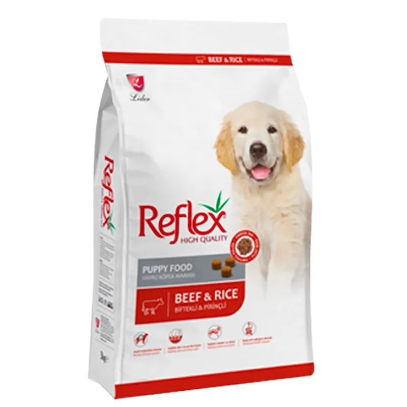 خرید غذای خشک توله سگ رفلکس با طعم گوشت گاو و برنج - Reflex Puppy Beef & Rice